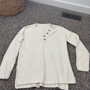 Cream Button-Detail Women's Sweater